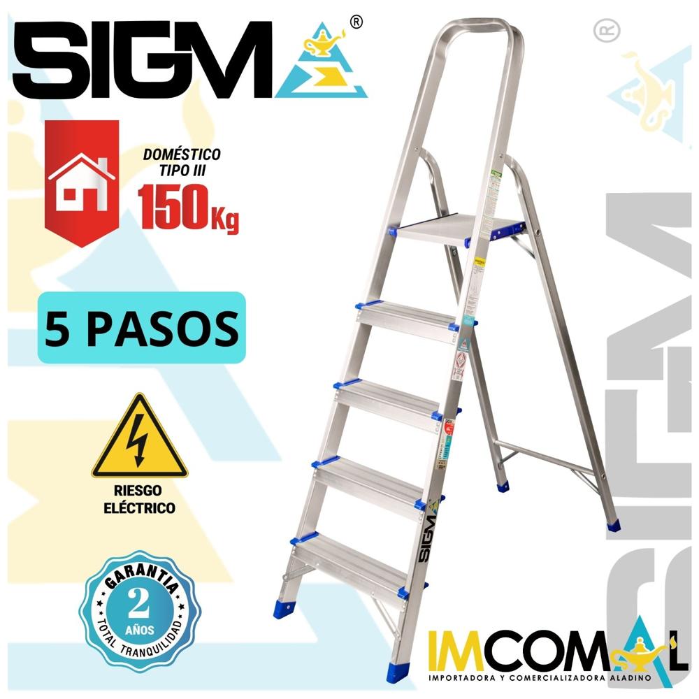 Escalera Aluminio Banqueta de 5 Pasos. Cap. Max. de Carga: 150 Kg. Tipo III (Domestica)