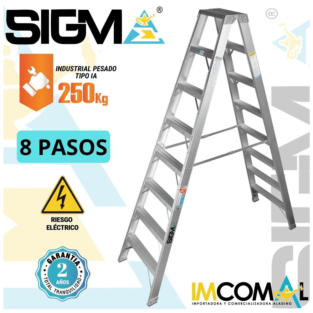 Escalera Aluminio Tijera Doble Acceso de 8 Pasos. Carga. Max.: 250 Kg. Tipo IA Industrial Pesado