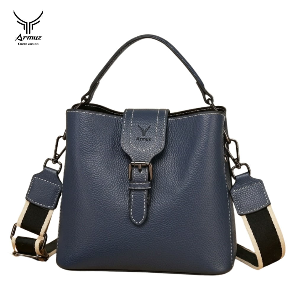Cartera De Cuero Vacuno Diseño Moderno 6021 Azul