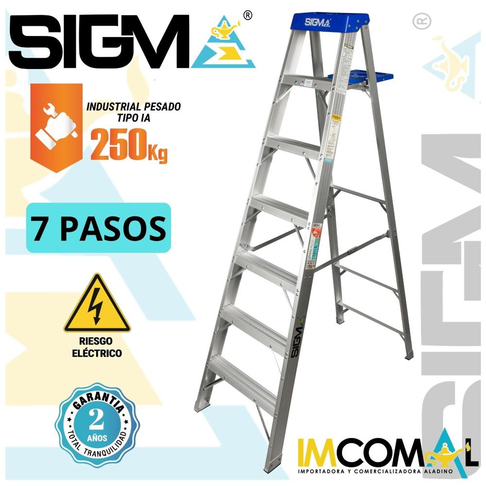 Escalera Aluminio Tijera Simple Acceso de 7 Pasos. Carga Max.: 250 Kg. Tipo IA. Industrial Pesado