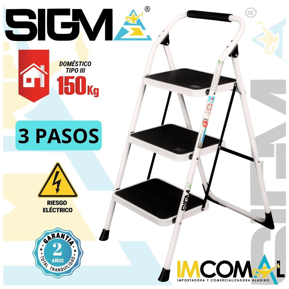 Escalera Acero Taburete de 3 Pasos. Cap. Max. de Carga: 150 Kg. Tipo III (Domestica)