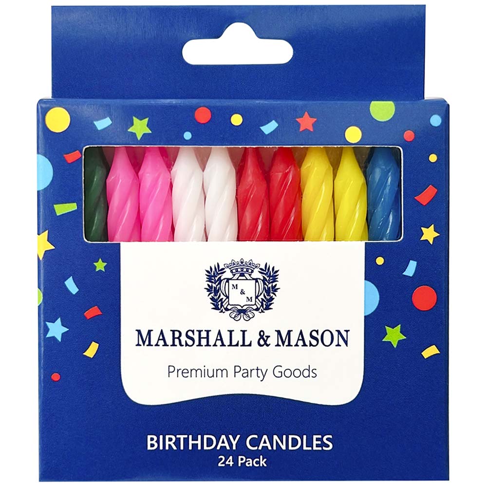 Velas Premium de Cumpleaños Espiral Colores MARSHALL & MASON x24 un