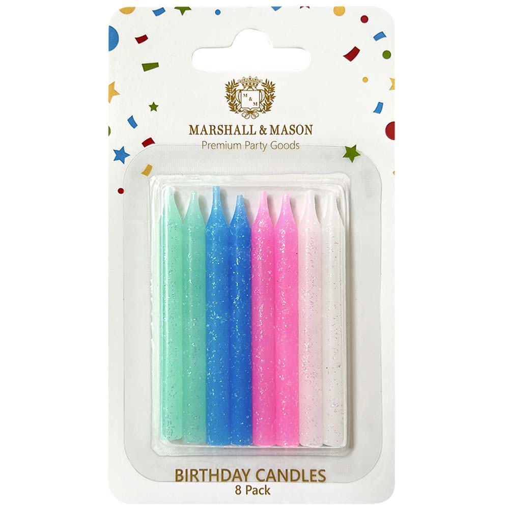 Velas Premium de Cumpleaños Bday Glitter Multicolor MARSHALL & MASON x8un