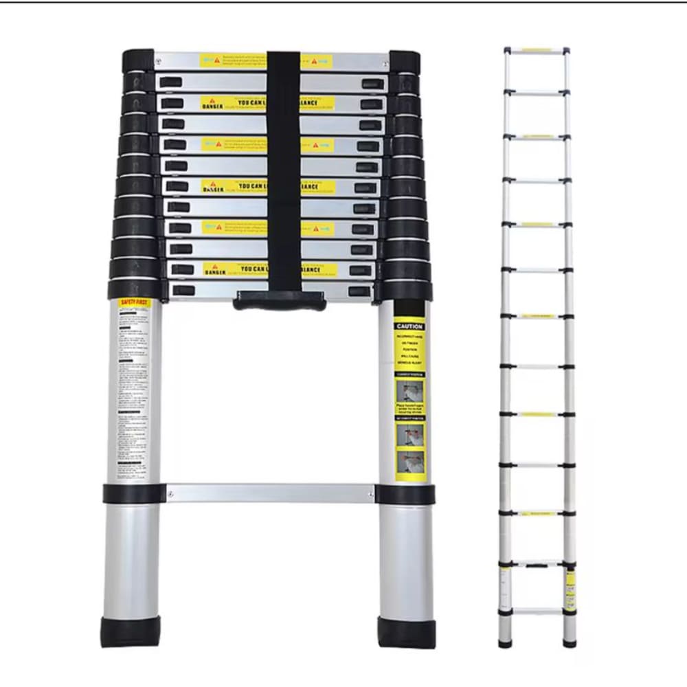 Escalera Telescopica Plegable Retractil 3.8m Pórtatil Aluminio Moderna Hogar Trabajo TZ-11