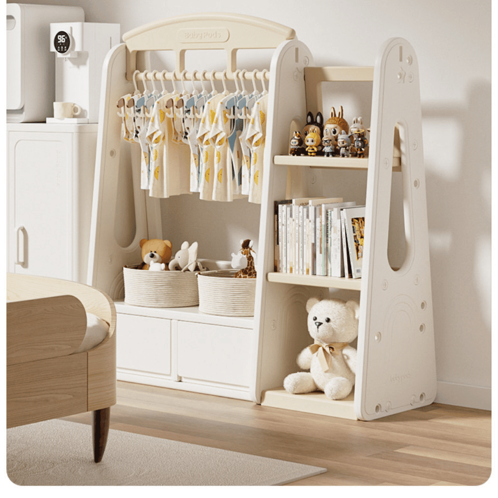 Armario montessori con almacenamiento infantil beige hasta 20 kilos