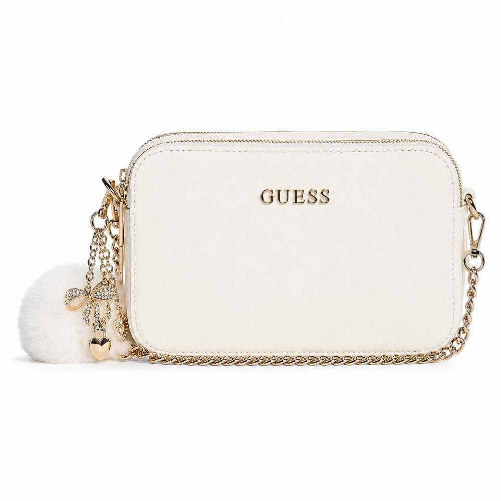 CARTERA CROSSBODY GUESS BLANCO CON DORADO HOLLY