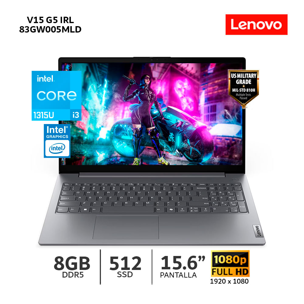 Laptop Lenovo V15 G5 IRL Core I3-1315U Ram 8gb Ddr5 Ssd 512gb 15.6 Fhd - 83GW005MLD