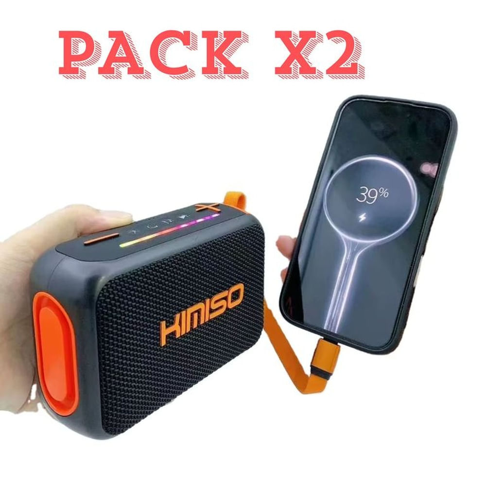 PARLANTE inteligente inalámbrico portátil CON POWER BANK IMPORTADO KIMISO PACK X2