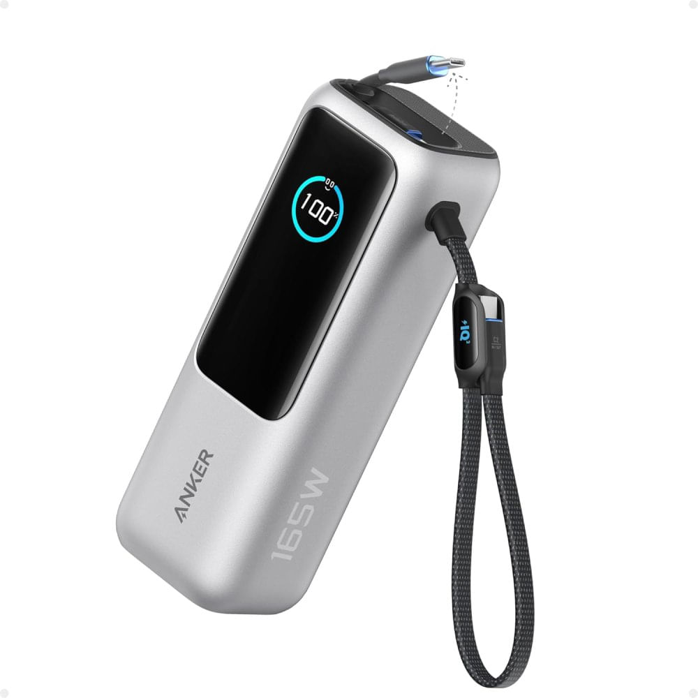 Power Bank Anker A1695H41 25000mAh 165W Con Cable Retráctil Y Pantalla Inteligente