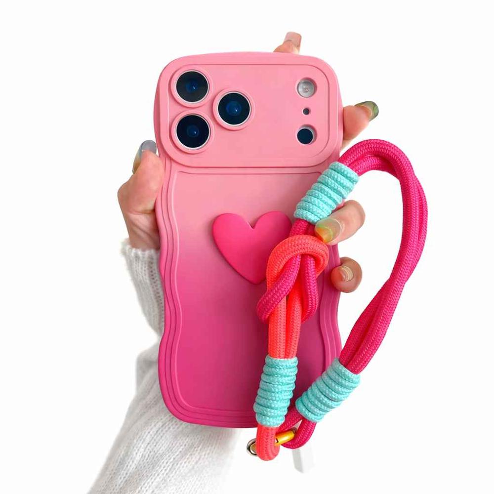 FUNDA PARA TELÉFONO FUCSIA DEGRADADO CON CORDON IPHONE 17 PRO MAX