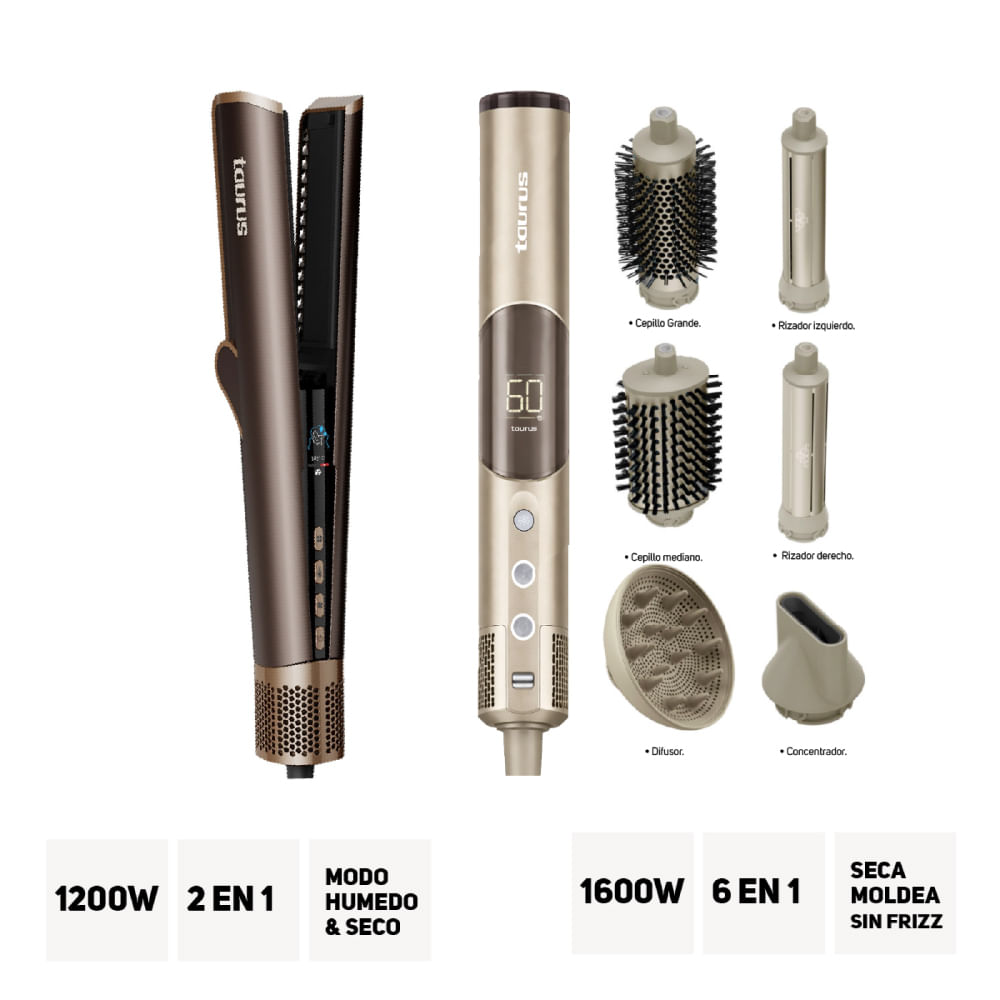Alisadora Secadora Plasma Fusion - Peine Moldeador Air Pro Flex 6 In 1