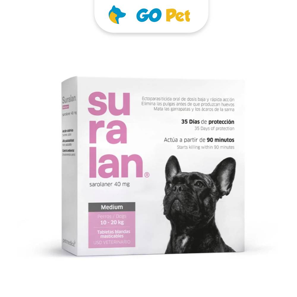 Suralan Medium (10 a 20 Kg) x 1 Tab - Antipulgas y Antiparasitario para Perros