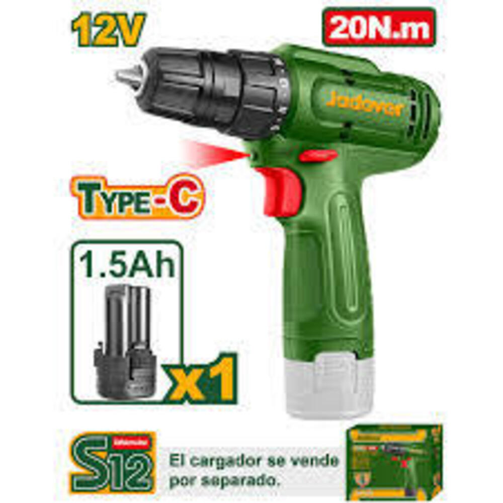 TALADRO ATORNILLADOR 12V 20NM -750RPM TIPOC JADEVE