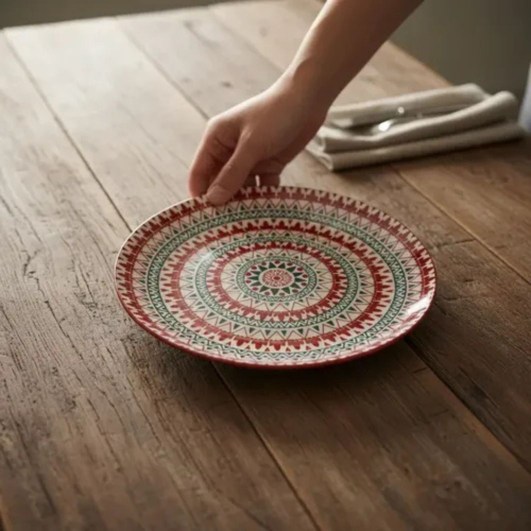 Juego de 6 Platos de Entrada y Postre Mandala Rubí
