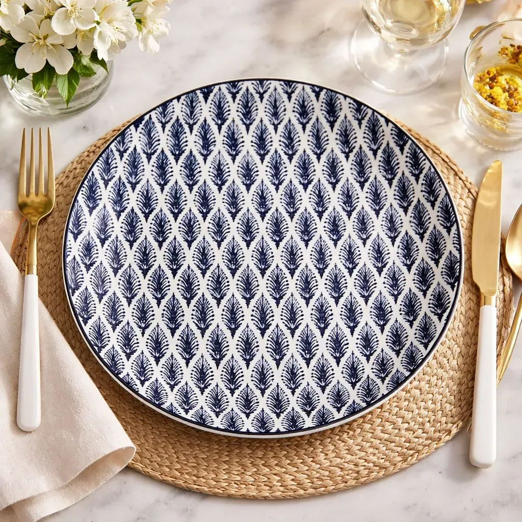Set de 6 Platos para Postre o Entrada de Porcelana Azul Natura