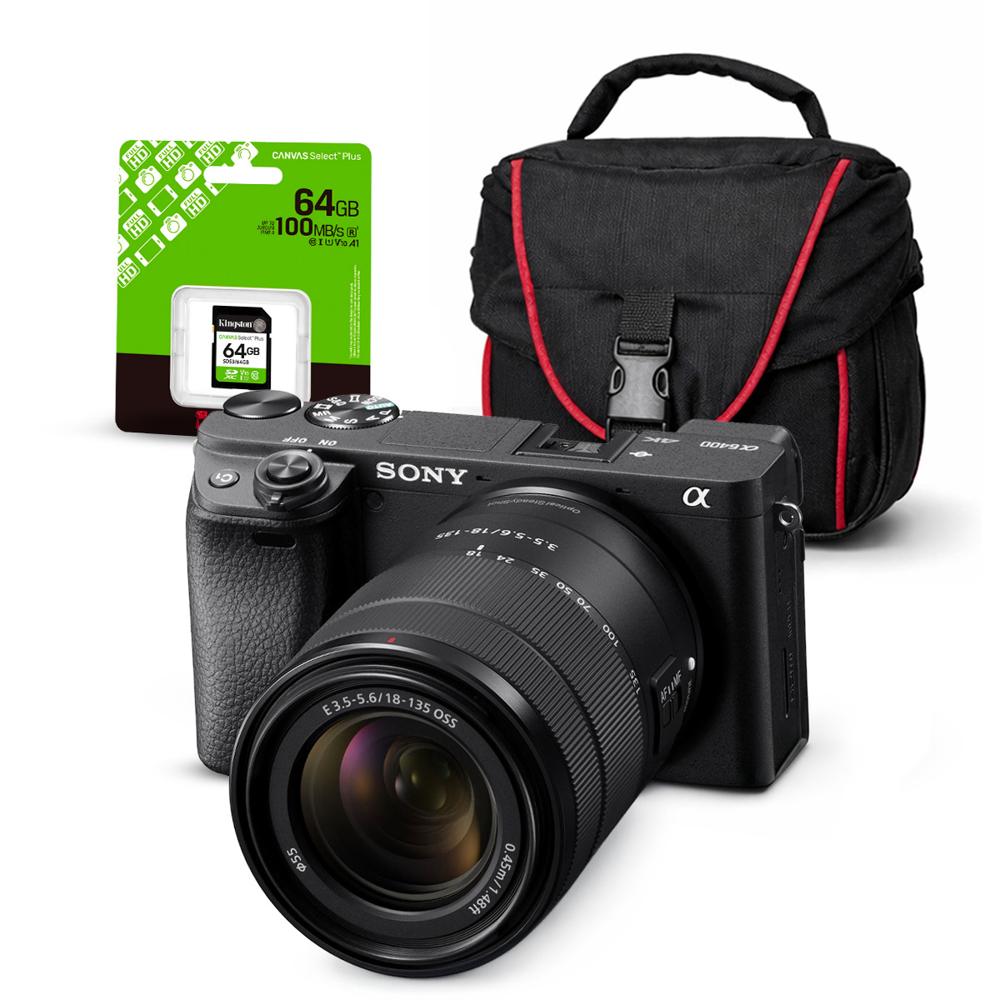 Cámara Sony Alpha a6400 Mirrorless y  Lente 18-135mm y Kit Básico de Accesorios