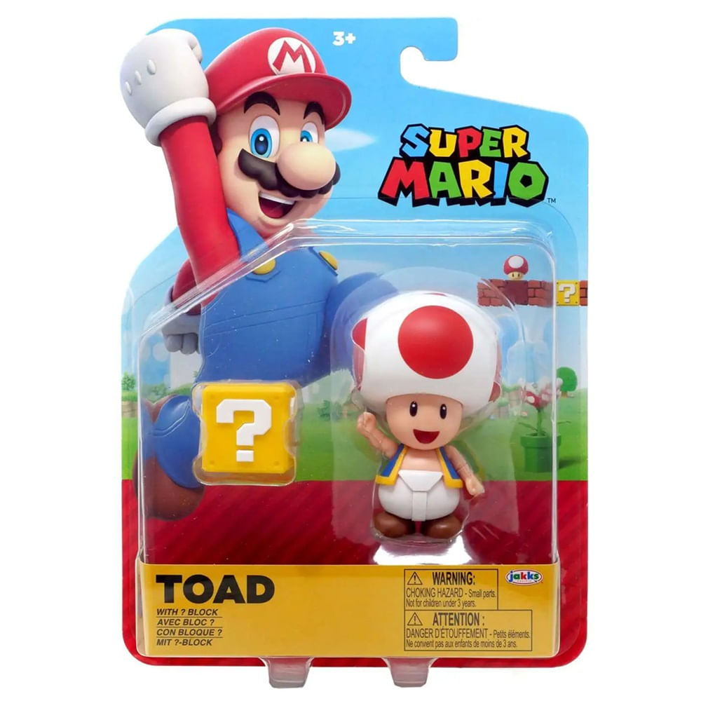 Figura Articulada Super Mario - Toad con Bloque 10 cm