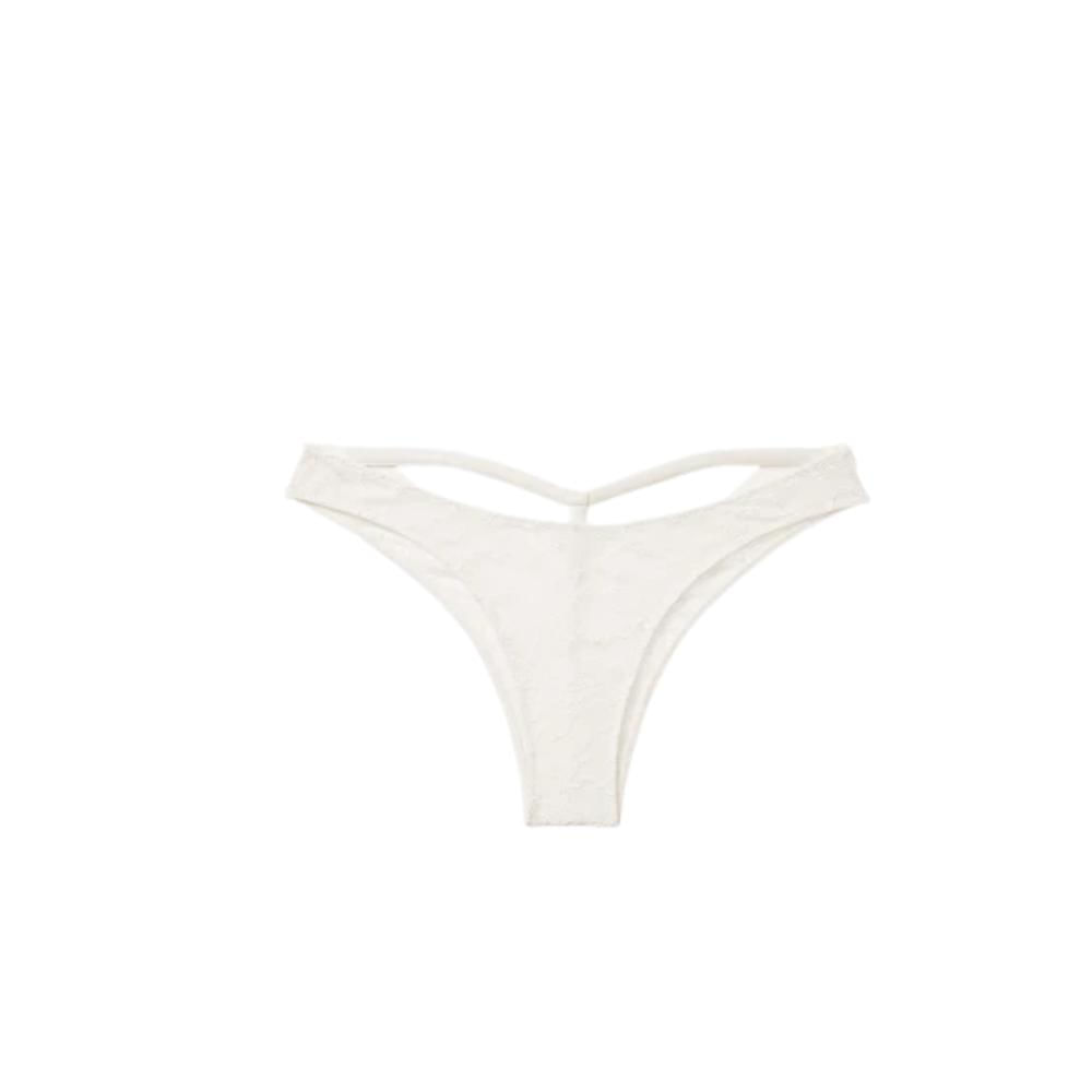CALZON TANGA VICTORIAS SECRET BLANCO CON ENCAJE CADENA BRILLANTE