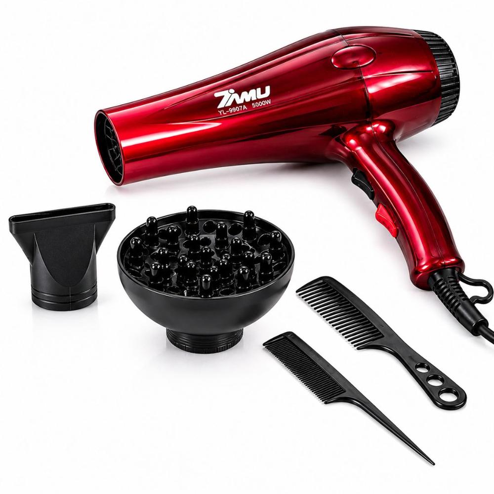 Secadora de Cabello Profesional YL-9907A 4 en 1 de 5000W - Rojo