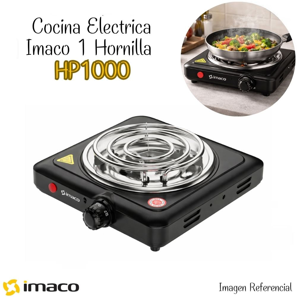 Cocina Electrica Imaco 1 Hornilla - HP1000 NEGRO
