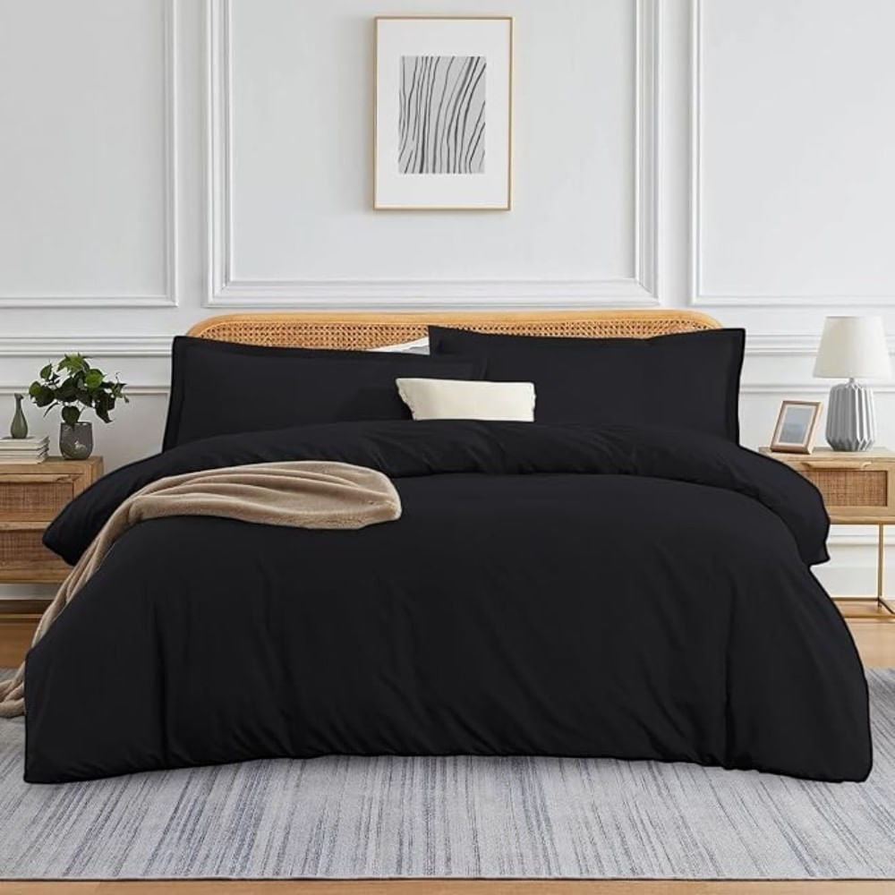 Funda Plumón Clásica Orma Hogar Negro 200 Hilos Algodón Pima King