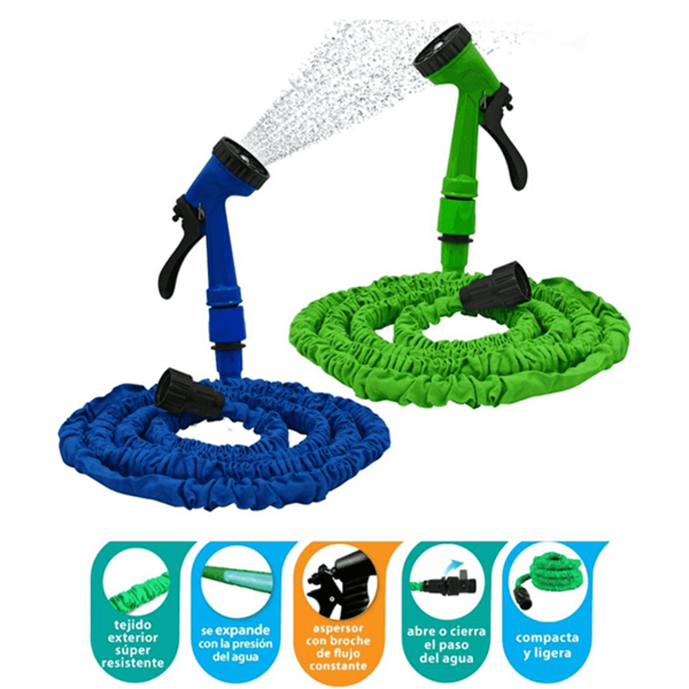 MANGUERA EXPANDIBLE  60 MTS CON PISTOLA  MULTICHORROS