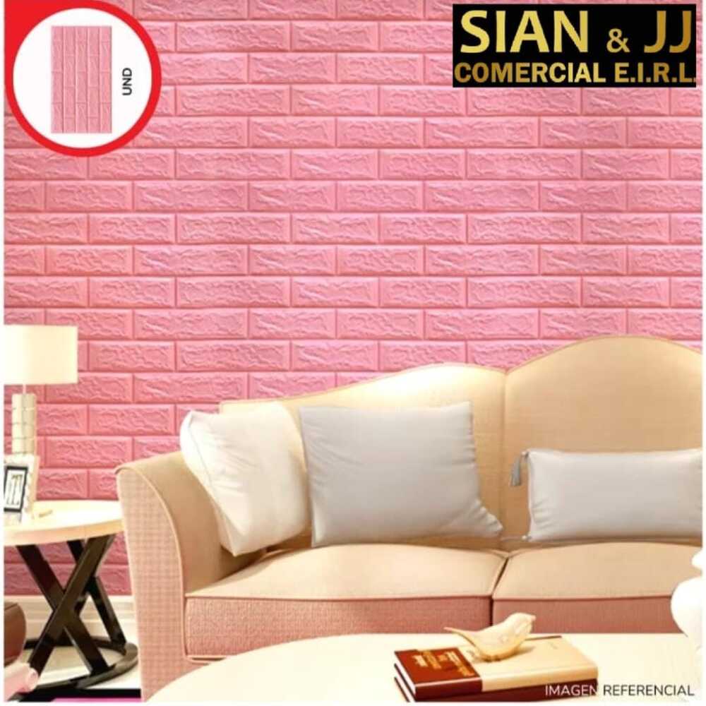 PAPEL TAPIZ COLOR ROSADO 3D ADHESIVOSET X 10 UNID
