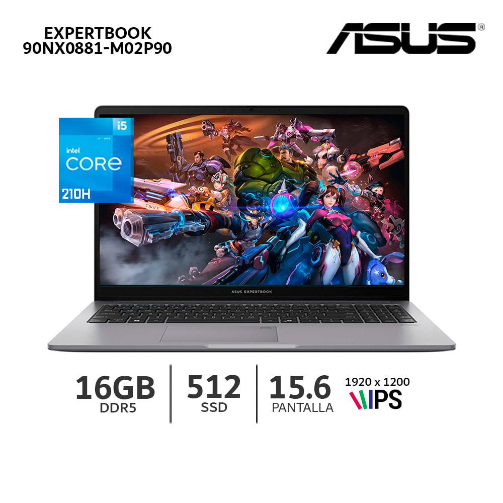 LAPTOP ASUS CORE I5-210H  Ram 16Gb DDR5 Ssd 512Gb Pantalla 15.6 Fhd - 90NX0881-M02P90