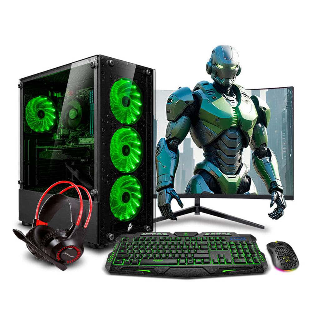 COMPUTADORA PC GAMER HAKU GREEN PLUS RYZEN 7 8700G 8GB DDR5 500GB 24 CURVO MI PC LISTA MIPCLISTA
