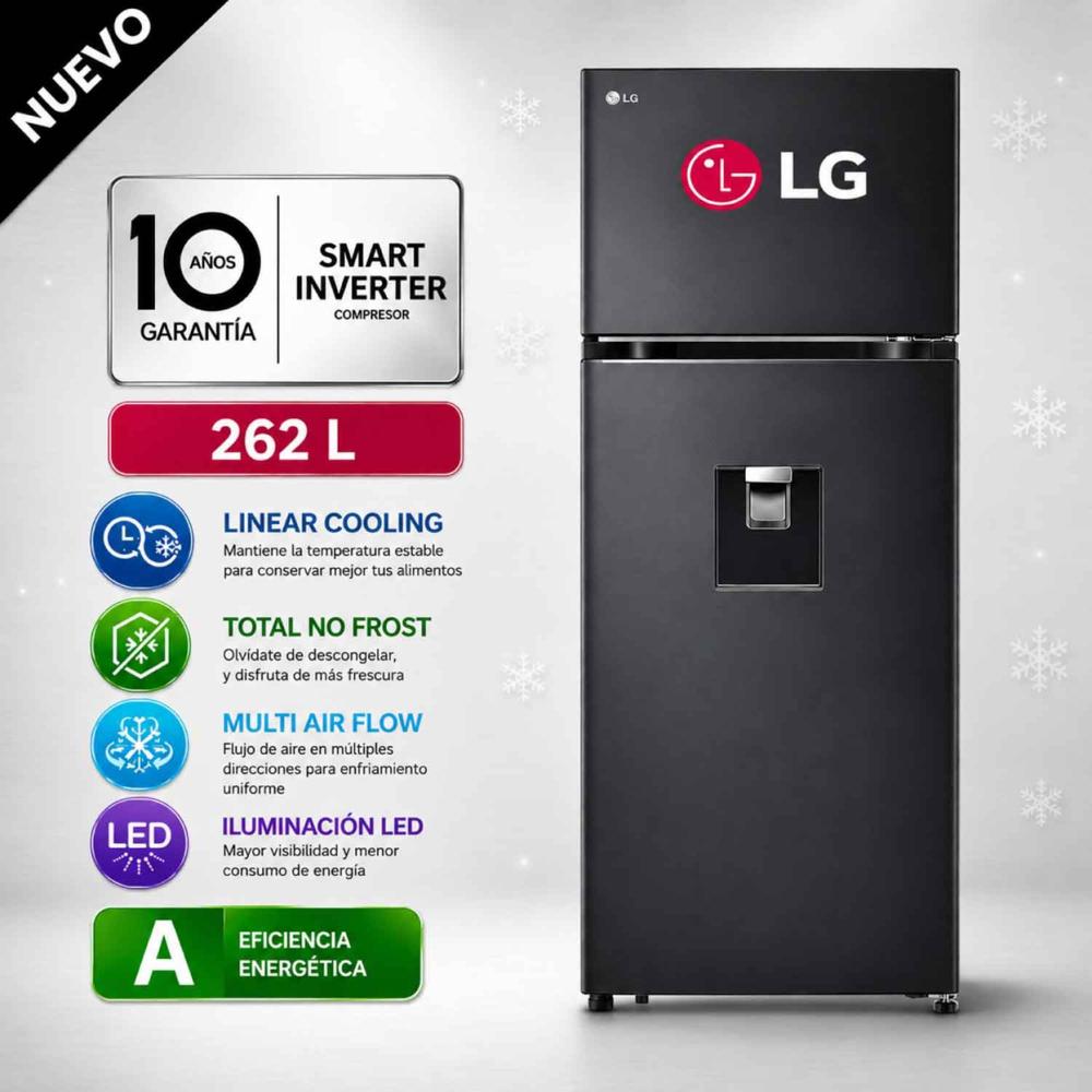 Refrigeradora LG 262L Linear Cooling VT26WPM Negro Mate