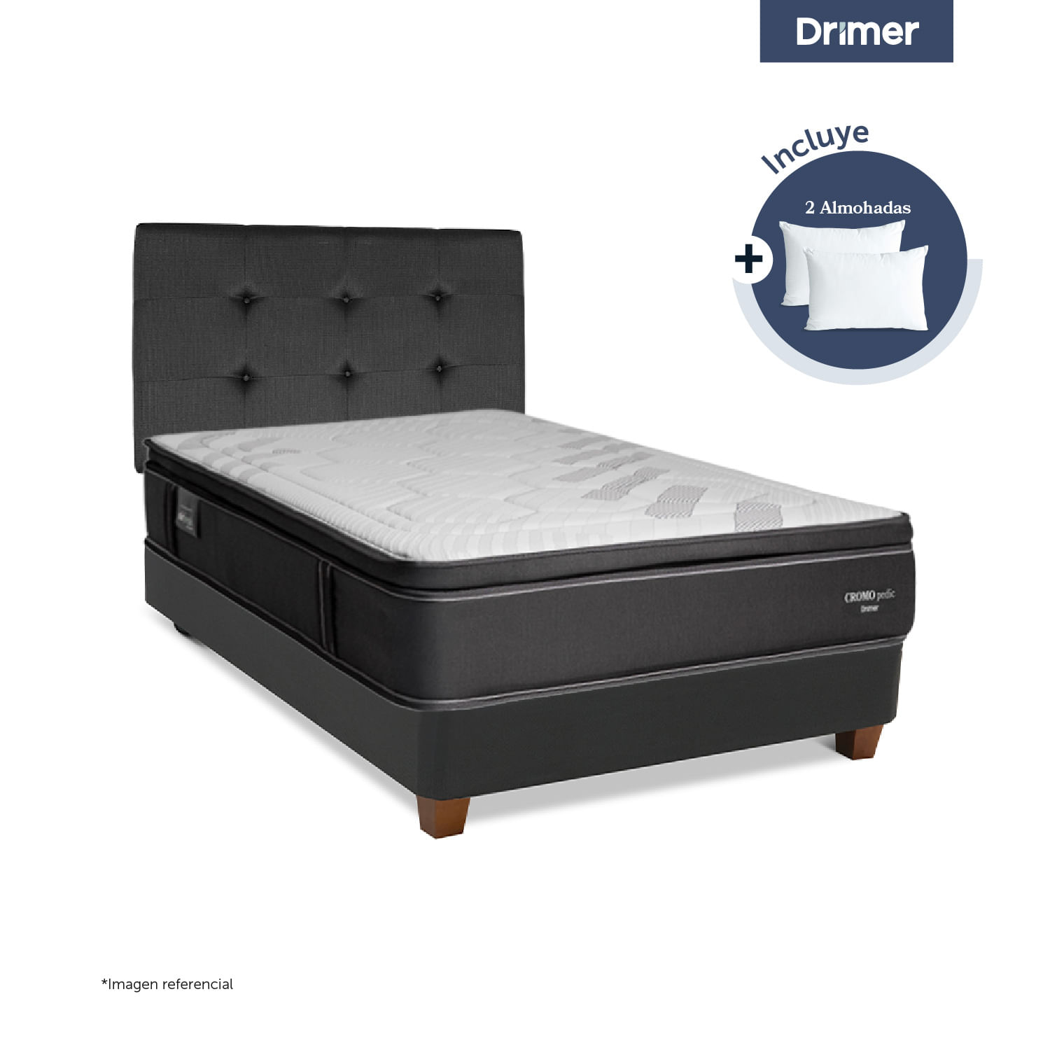Combo Américano Cromopedic 2 Plazas + Almohada + Protector