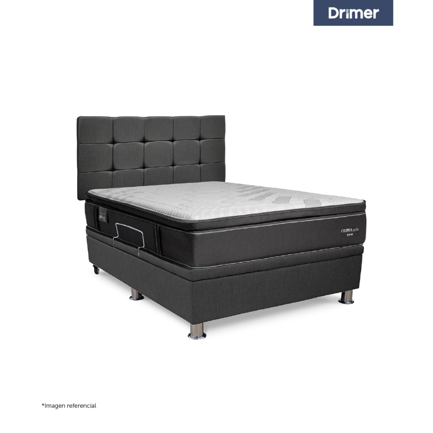 Dormitorio Praktibox Cromopedic 2 Plazas Cuadros Gris Oscuro