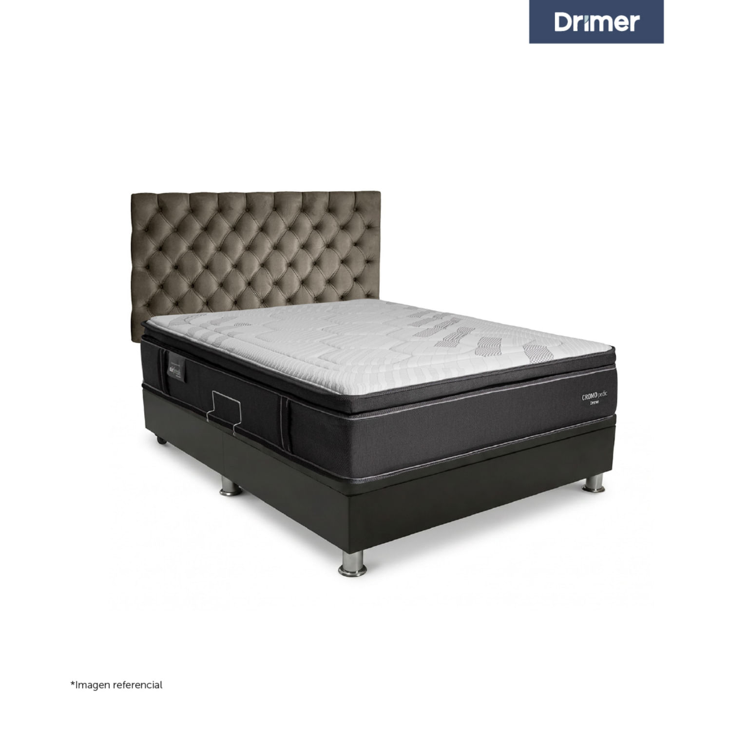 Dormitorio Praktibox Laqueado Cromopedic Queen Capitone Beige Vivid