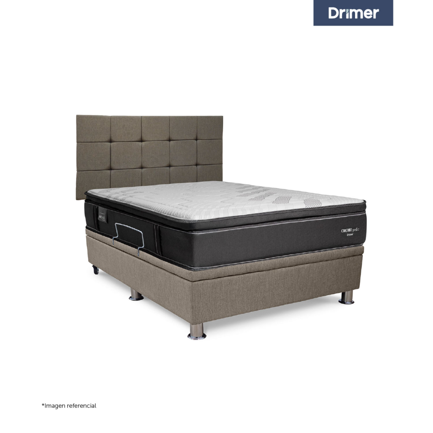 Dormitorio Praktibox Cromopedic 1.5 Plazas Cuadros Beige Vivid