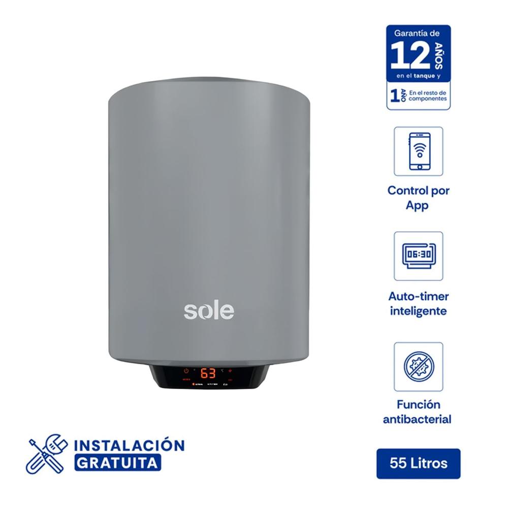 Terma Eléctrica Sole Genius SOLTEGE055C Wifi 55 Litros Acero aporcelanado