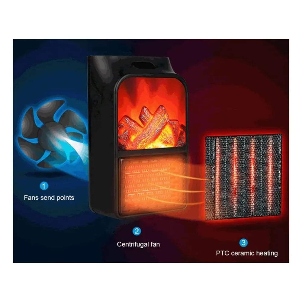 Calefactor Portatil  con Control Flame Heater 1000W