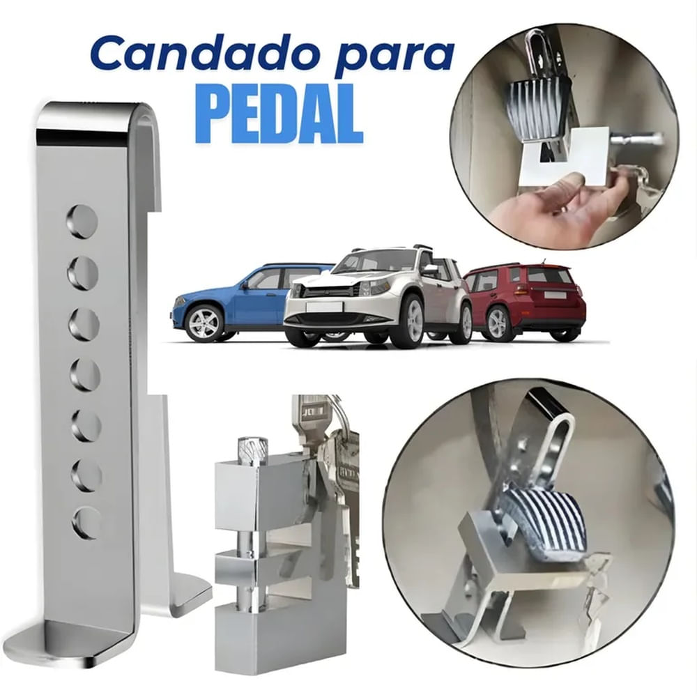 Candado Antirrobo Para pedal de Automovil Plateado