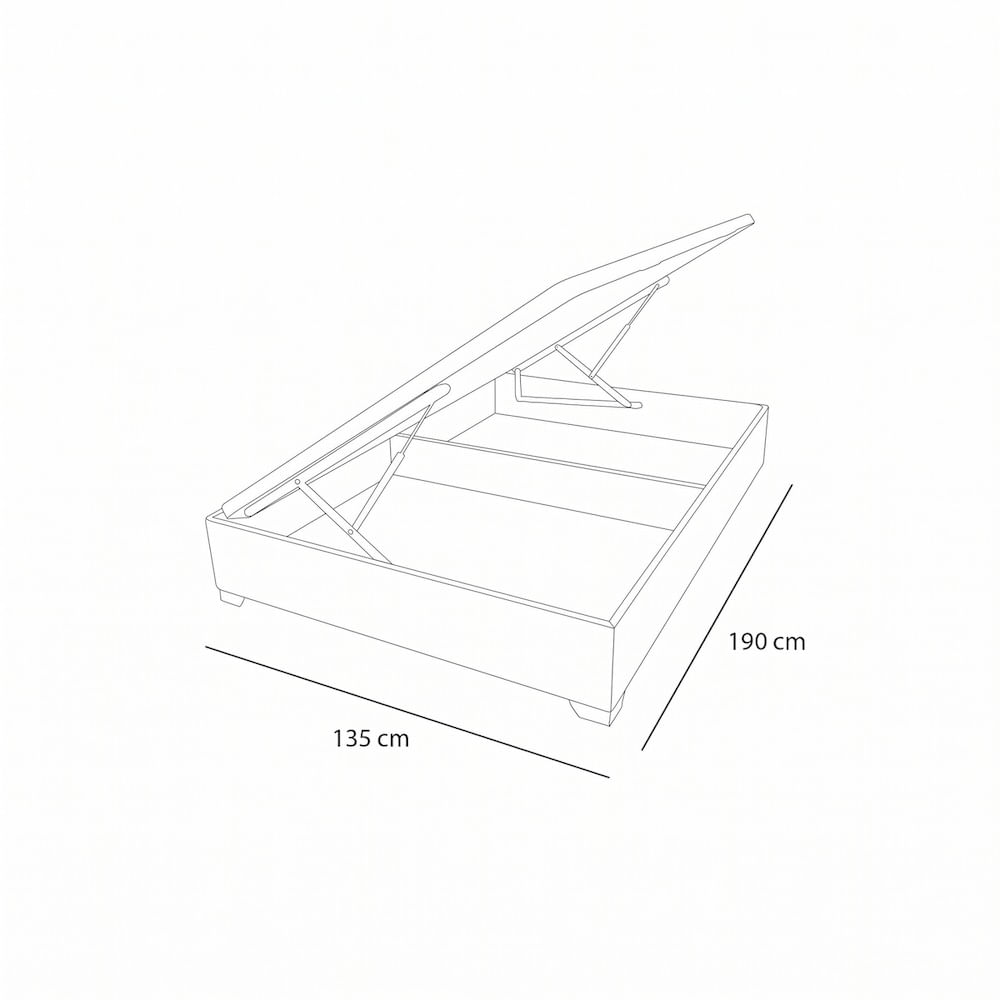 Cama Baúl Box espacio 2 plazas Gris