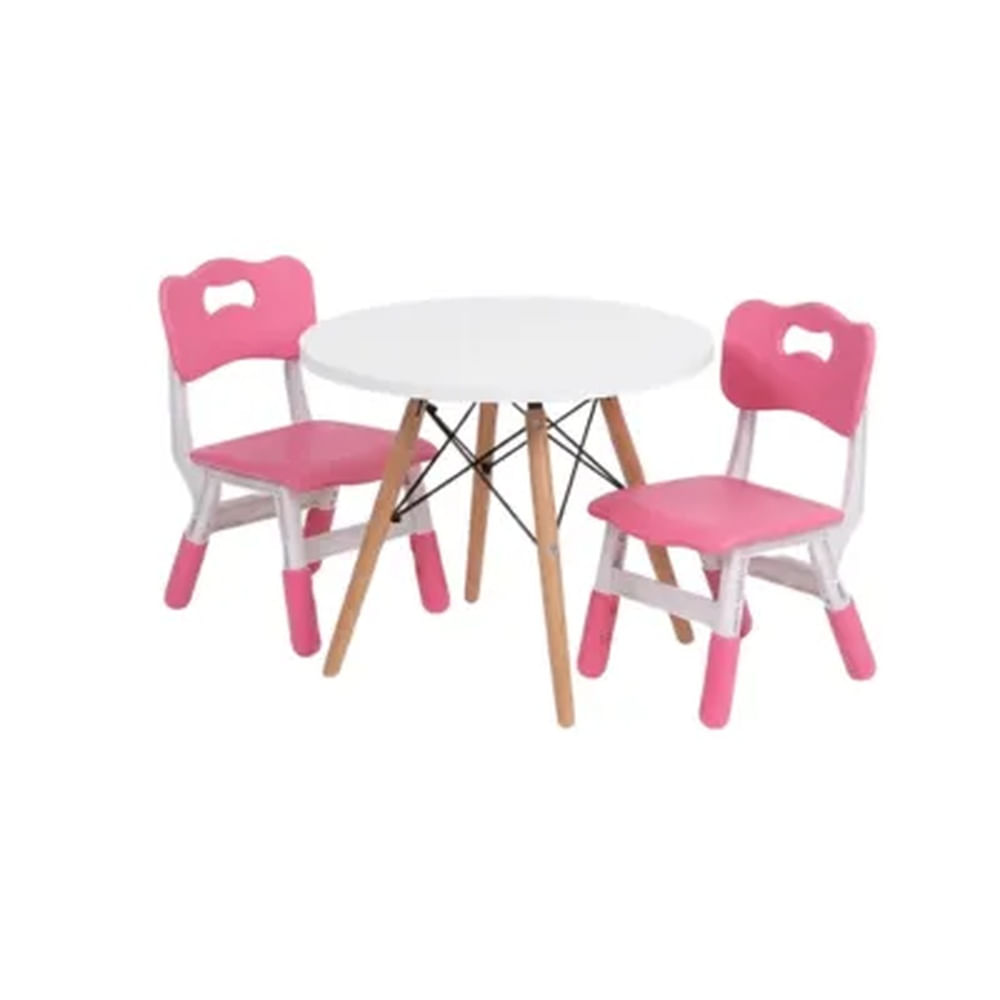 PACK de 2 Sillas Grecia KIDs Rosado + Mesa Modelo Sofia niño Blanco