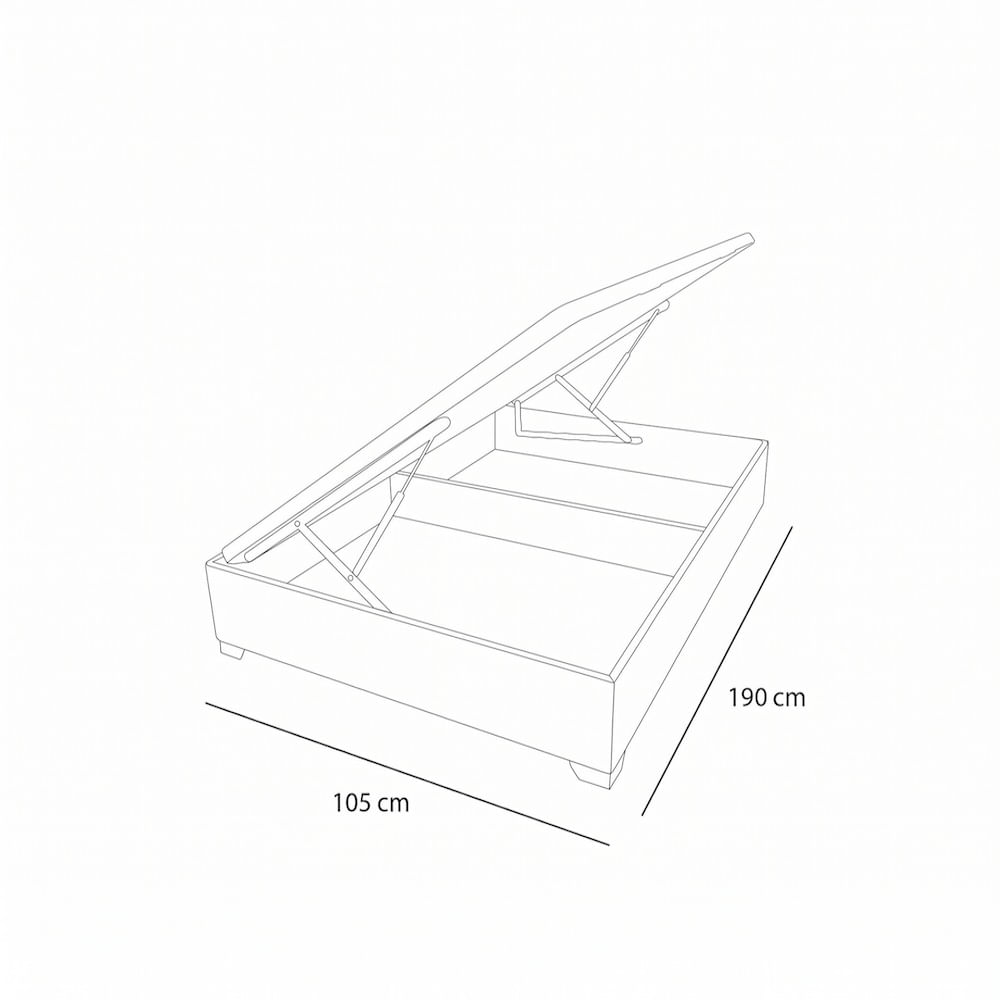 Cama Baúl Box espacio 1.5 plazas Gris