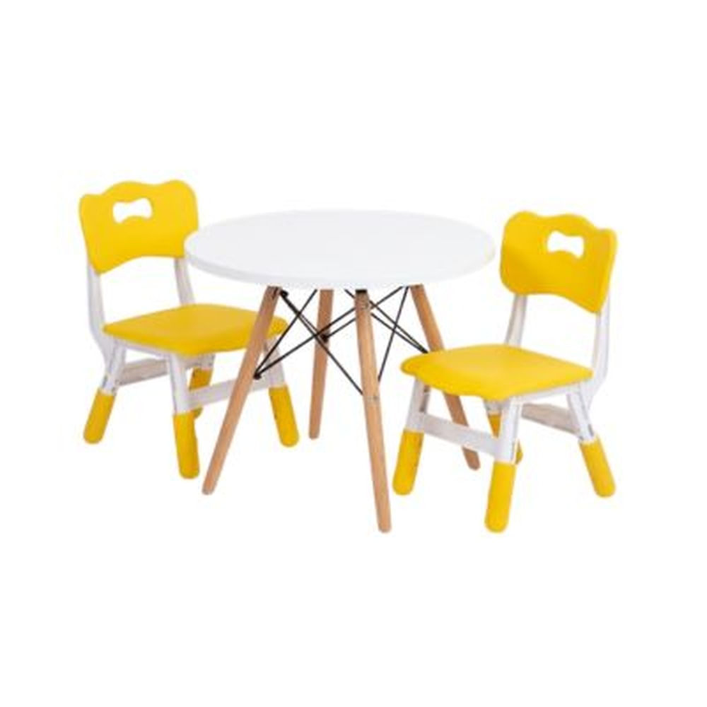 PACK de 2 Sillas Grecia KIDs Amarillo + Mesa Modelo Sofia niño Blanco