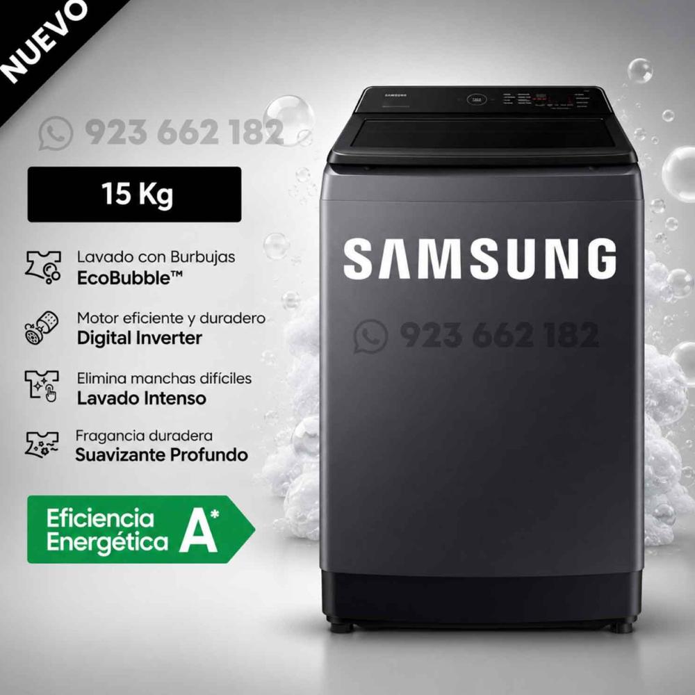 Lavadora Samsung 15Kg WA40F15E4CPE EcoBubble Gris Grafito - Modelo Nuevo