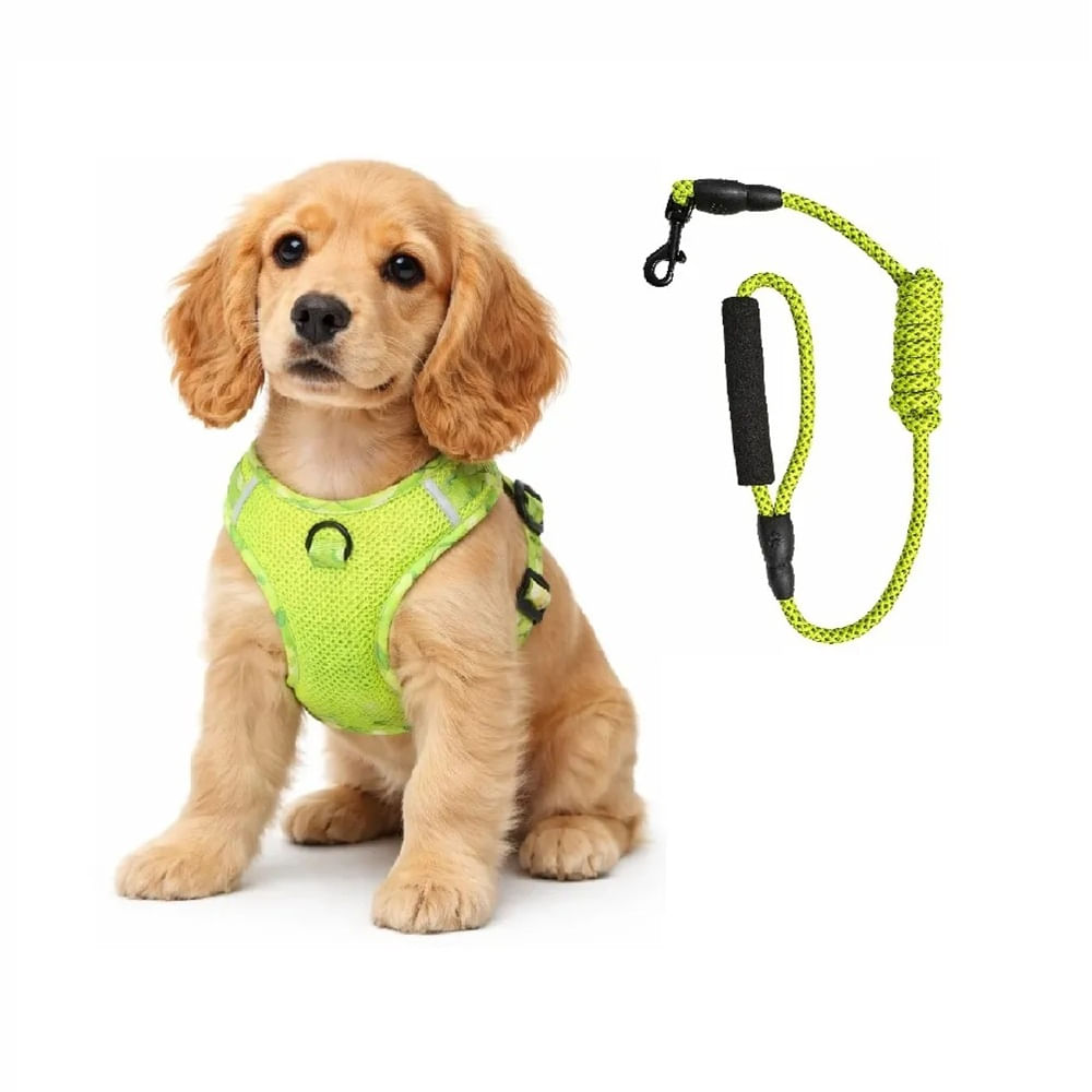 Pechera De Malla Anti Traspirante Para Mascotas Perros Talla Xl Color Verde Limón