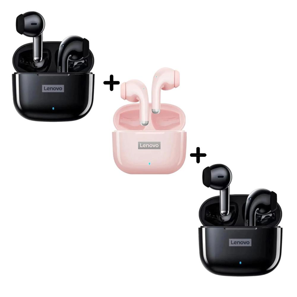 Combo Lenovo Audífonos LP40 PRO Negro X2 + LP40 PRO Rosado