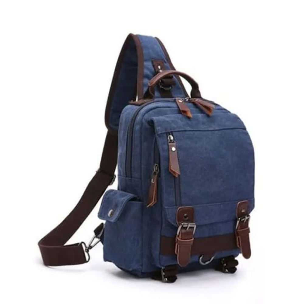 Morral de lona de una sola asa para estudiantes color Azul