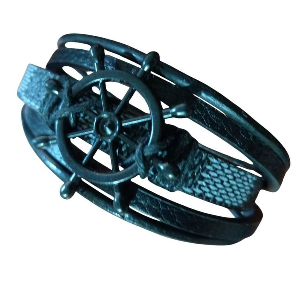 Pulsera trenzada  de cuero -  modelo ANCLA.