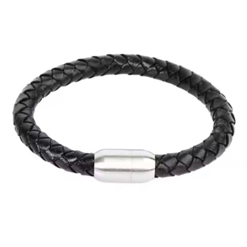 Pulsera Punk de cuero Trenzada con cierre de iman-