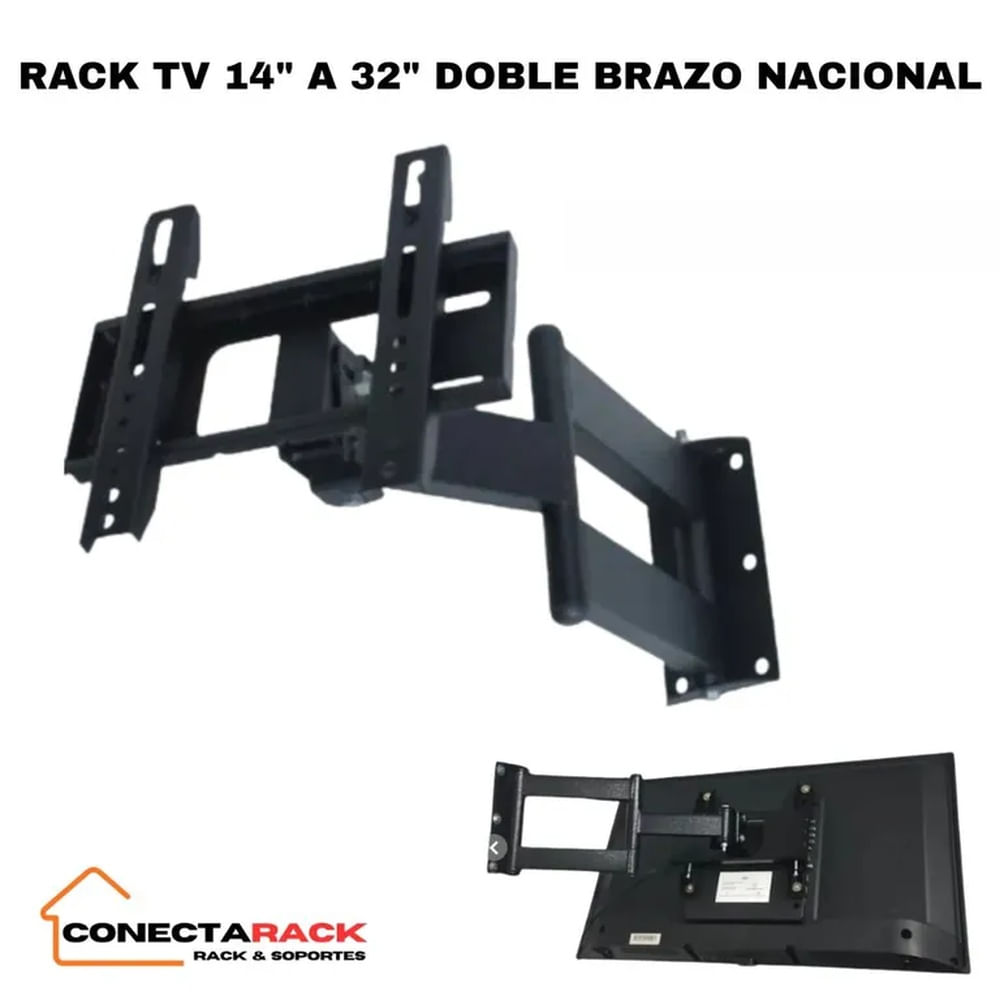Rack para Tv Doble Brazo Triple Giro de 14 a 40"" Negro