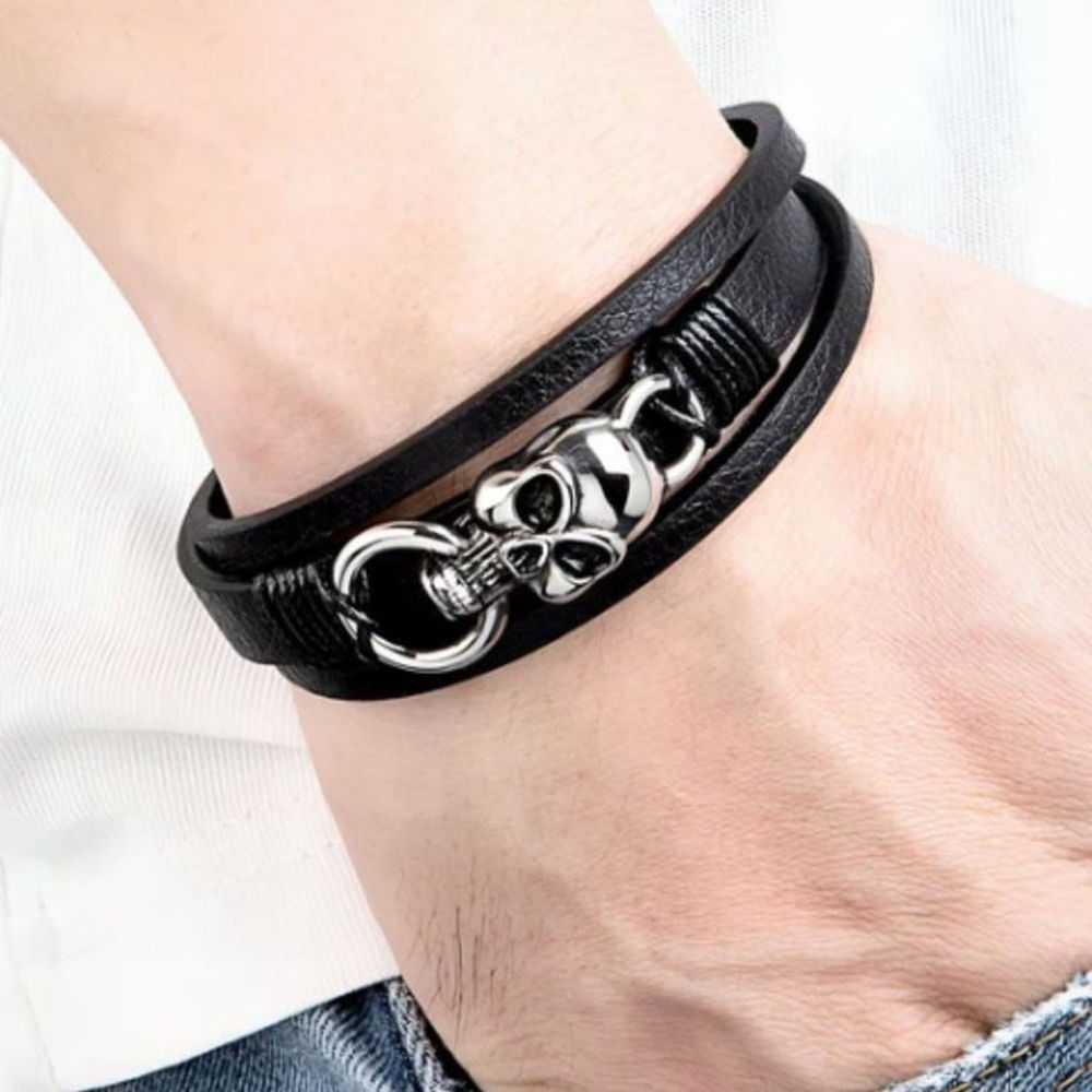Pulsera trenzada de cuero - modelo HEAD