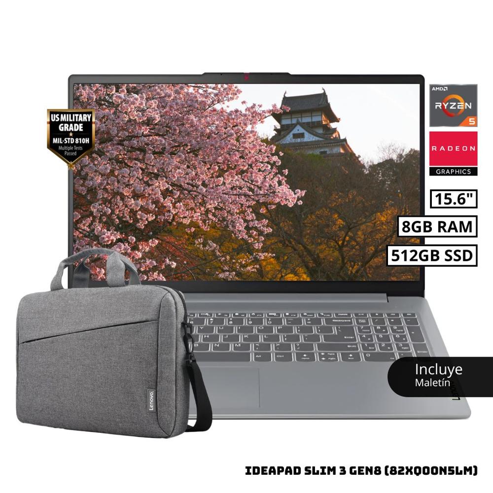 LAPTOP LENOVO IDEAPAD SLIM 3 15.6 FHD AMD RYZEN 5 7520 8GB RAM 512GB SSD + MALETIN LENOVO